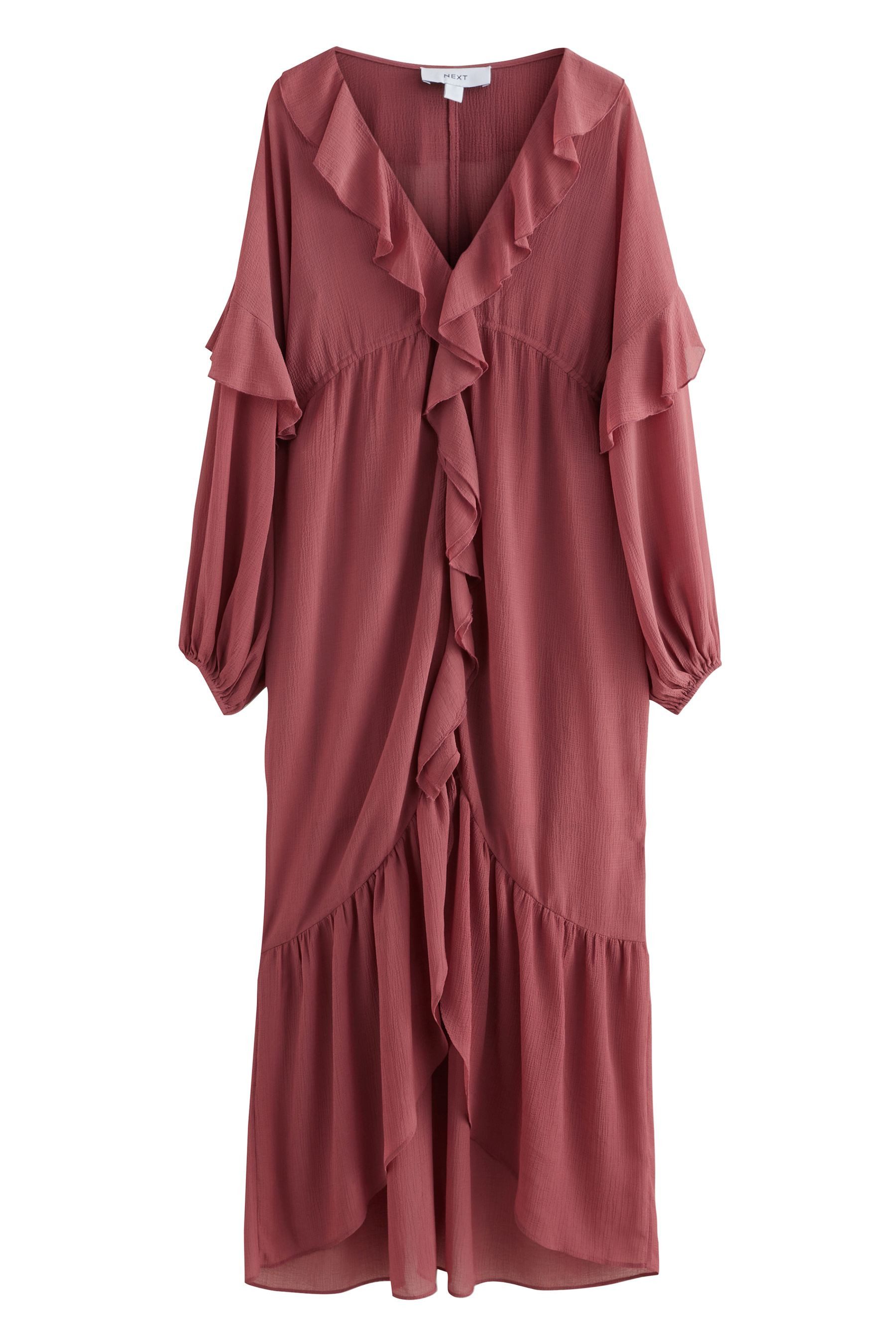 Next Maxikleid Gerüschtes Maxikleid mit langen Ärmeln (2-tlg) günstig online kaufen