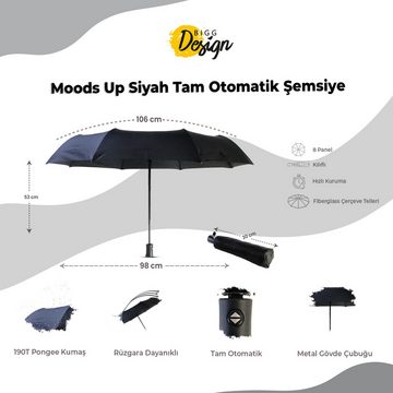 BIGGDESIGN Langregenschirm Biggdesign Moods Up Schwarzer Vollautomatik-Schirm
