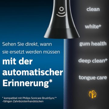 Philips Sonicare Aufsteckbürsten C3 Premium Plaque Defence, Spar-Set, für elektrische Zahnbürste, 4 Bürstenköpfe Schwarz mit Smart-Bürstenkopferkennung