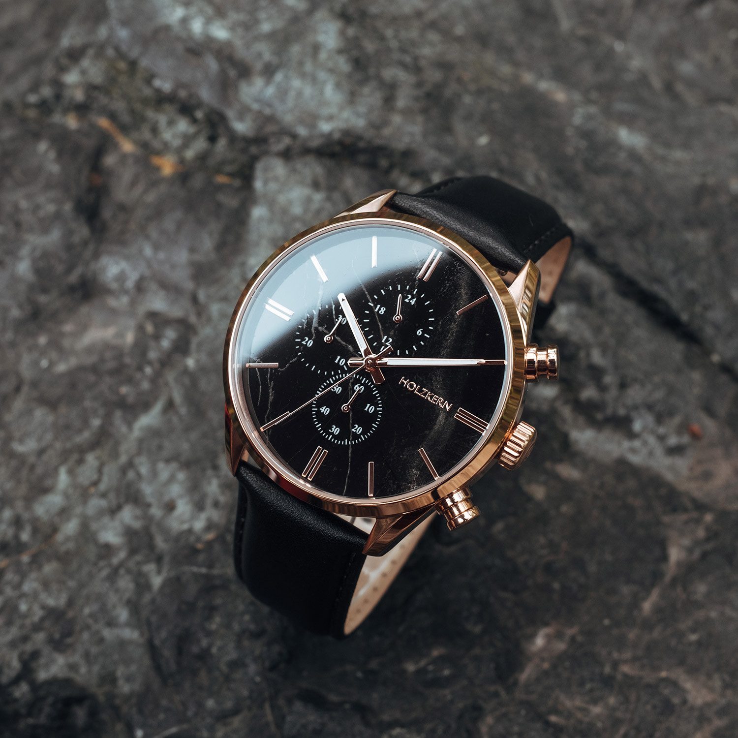 Holzkern Quarzuhr Chronograph Relational Marmor/Roségoldfarben günstig online kaufen