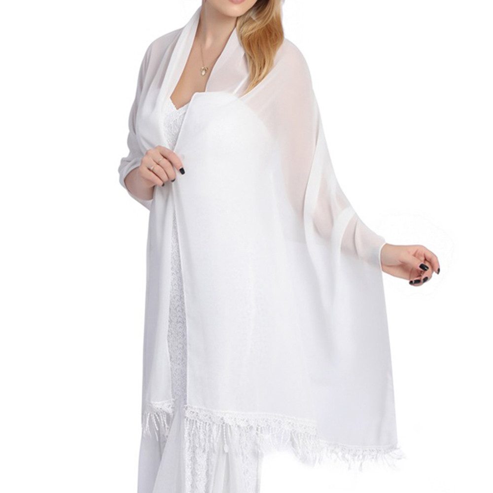 Zaewry Modeschal Spitze Stola für Abendkleider mit Quasten Damenschal, für Abend Party Mesh Hochzeit Schals