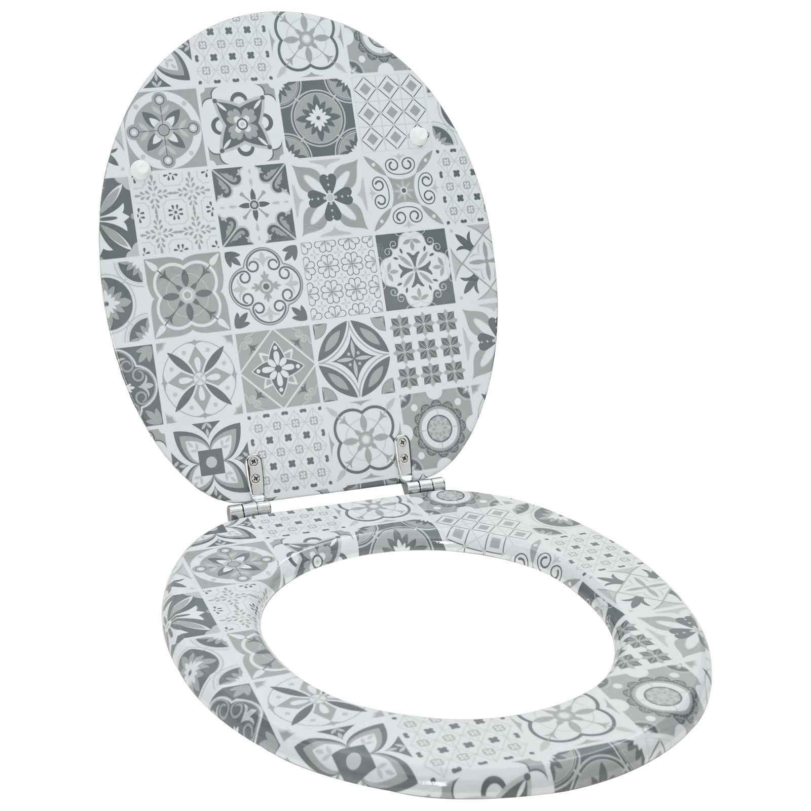 vidaXL WC-Sitz Toilettensitz Grau 44 x 38 cm Holzwerkstoff (1-St)