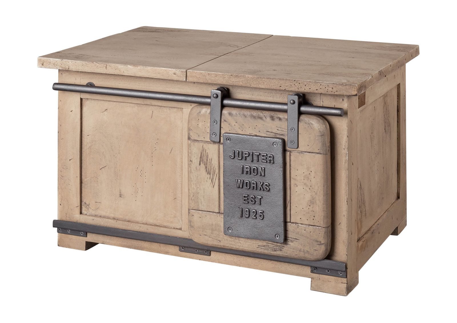Massivmoebel24 Truhe (1 St., Truhe Mango 76x51x46 whitewash lackiert RAILWAY #334)