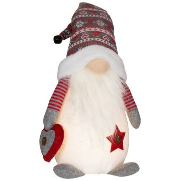 Christmas Paradise Weihnachtsfigur XL Wichtel 42cm (67cm) mit Beleuchtung (Dekofiguren, 2 St., im Set), LED Gnom Pärchen, 2 Designs Mann und Frau, Weihnachtsdeko Rot-Weiß