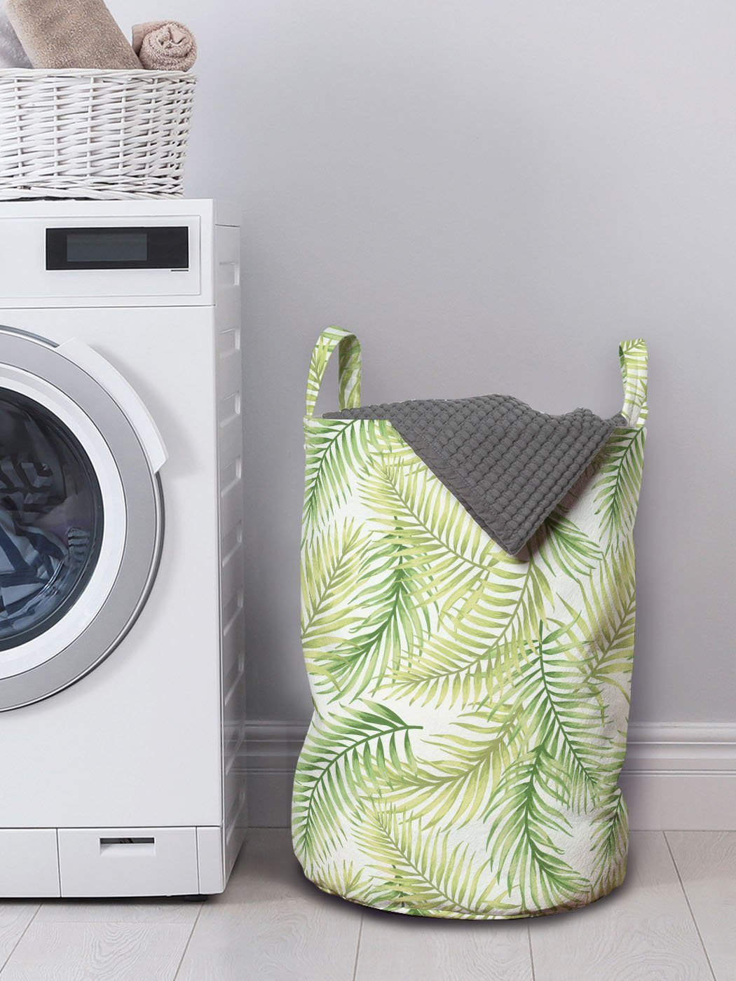 frische Waschsalons, Abakuhaus Kordelzugverschluss Palmblatt für Wäschesäckchen Griffen mit Umwelt Wäschekorb