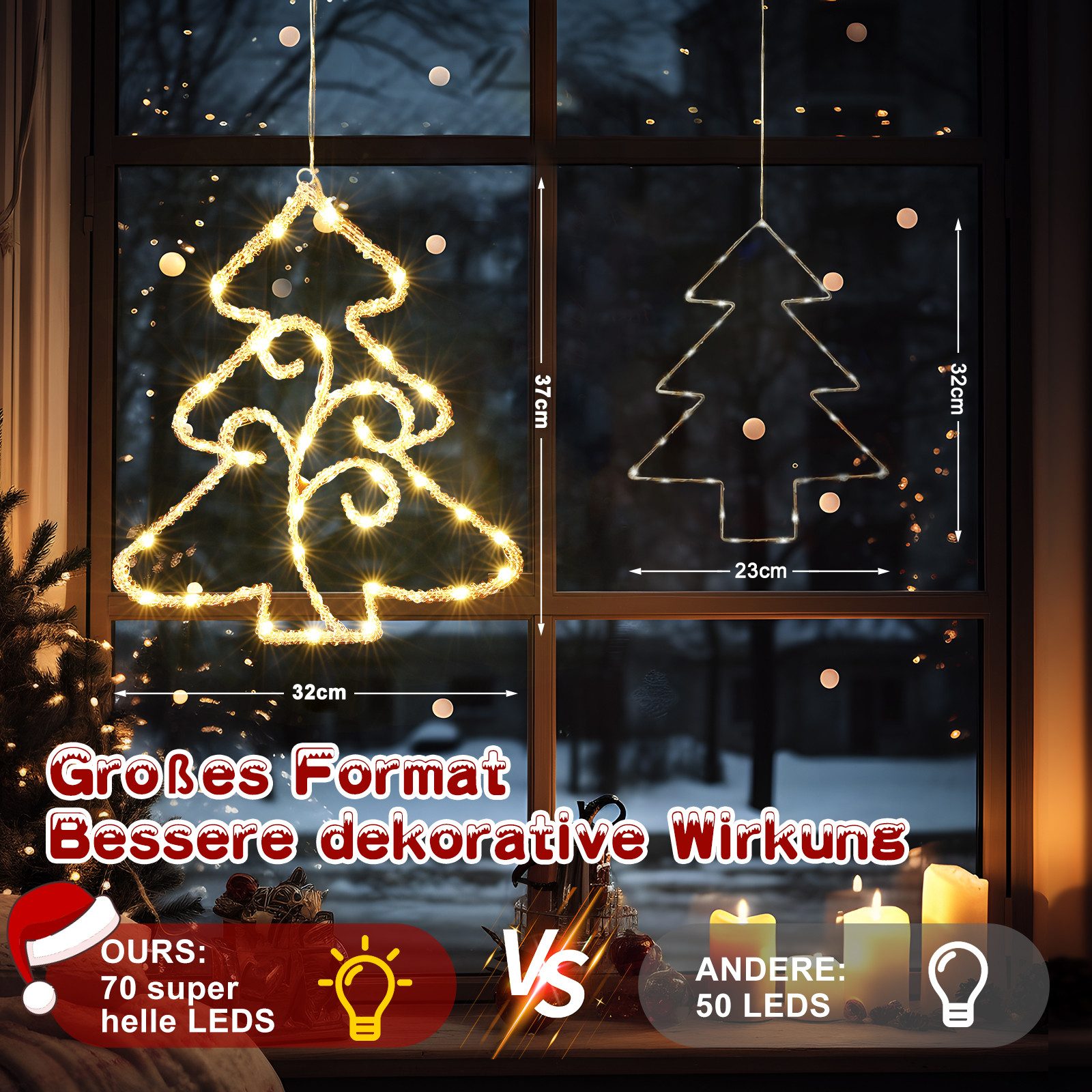 Quntis LED-Lichterkette Lichtervorhang weihnachtsdeko fenster, weihnachtsbaum mit beleuchtung, 140-flammig, Warmweiß Beleuchtung mit 8 Modi für Weihanchten/Fenster