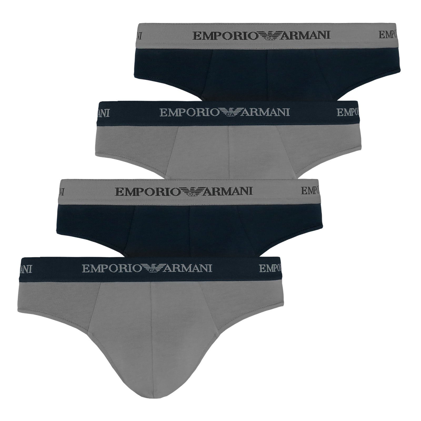 Emporio Armani Slip Stretch Cotton Brief (4-St) ohne störende Gesäßnaht 13742 grey / marine