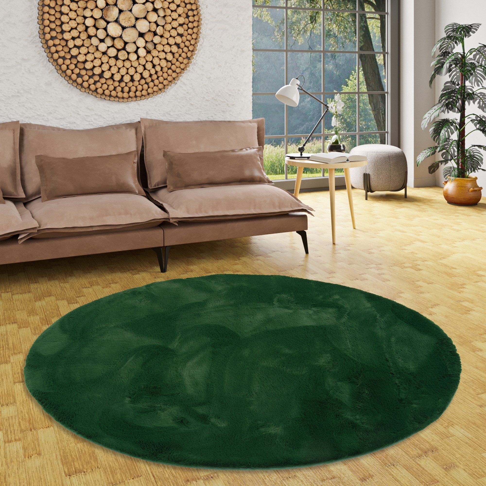 Pergamon Fellteppich Fellteppich Luxus Super Soft Plush Rund, Rund, Höhe: 25 mm