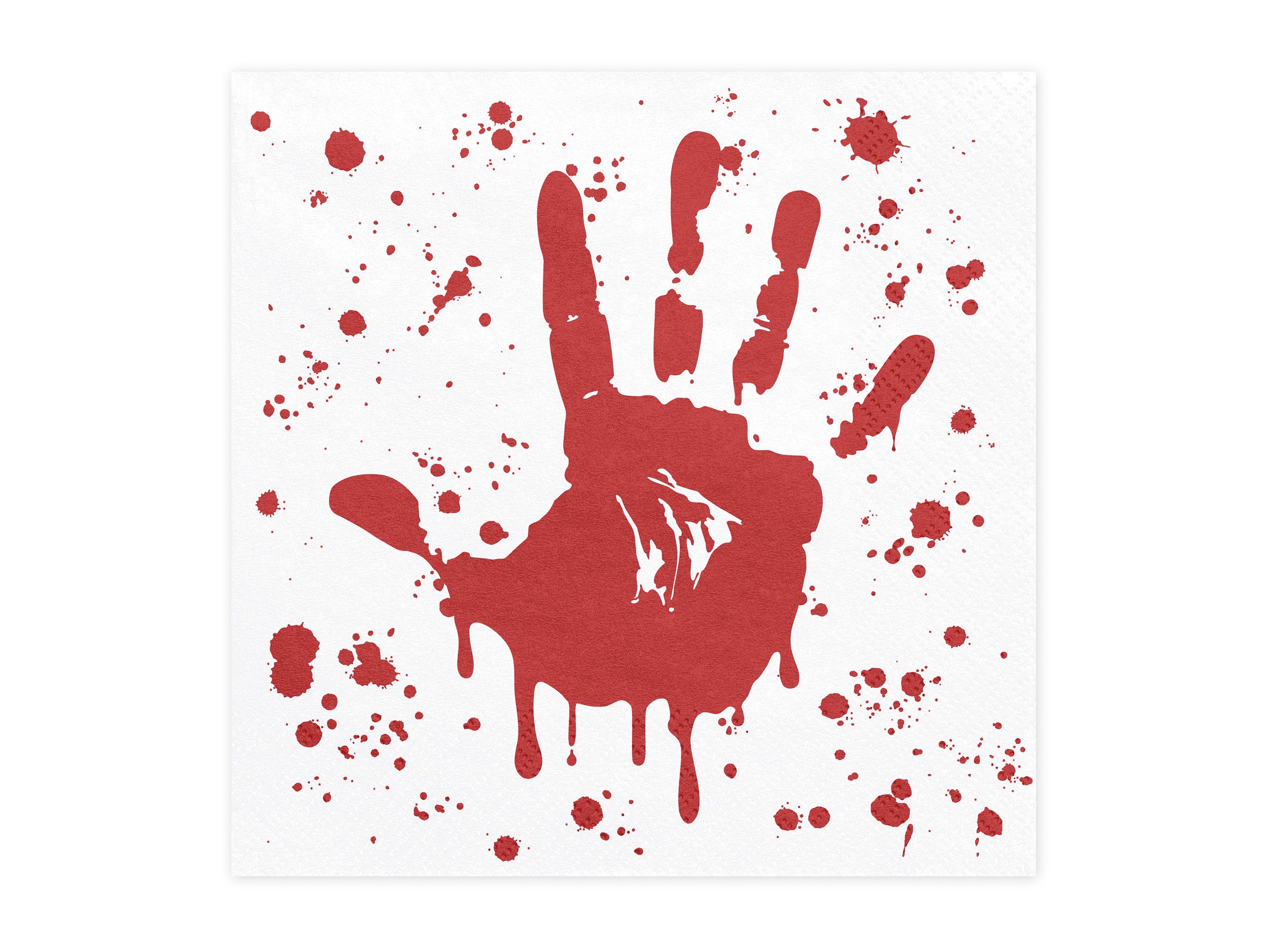 partydeco Papierserviette, Servietten Papier 33x33cm 2-lagig mit Handabdruck 20 Stück Weiß - Rot