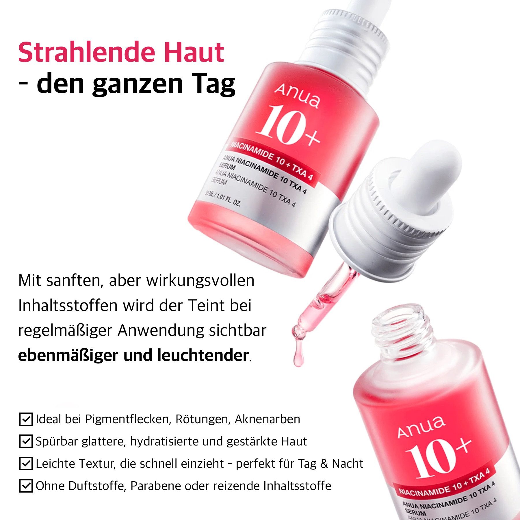 Anua Gesichtsserum Anua 10% Niacinamide TXA Hyaluronsäure Ceramide Gesichtspflege, 1-tlg., Hautpflege, Gesichtsserum, Anti-Falten, Anti-Aging