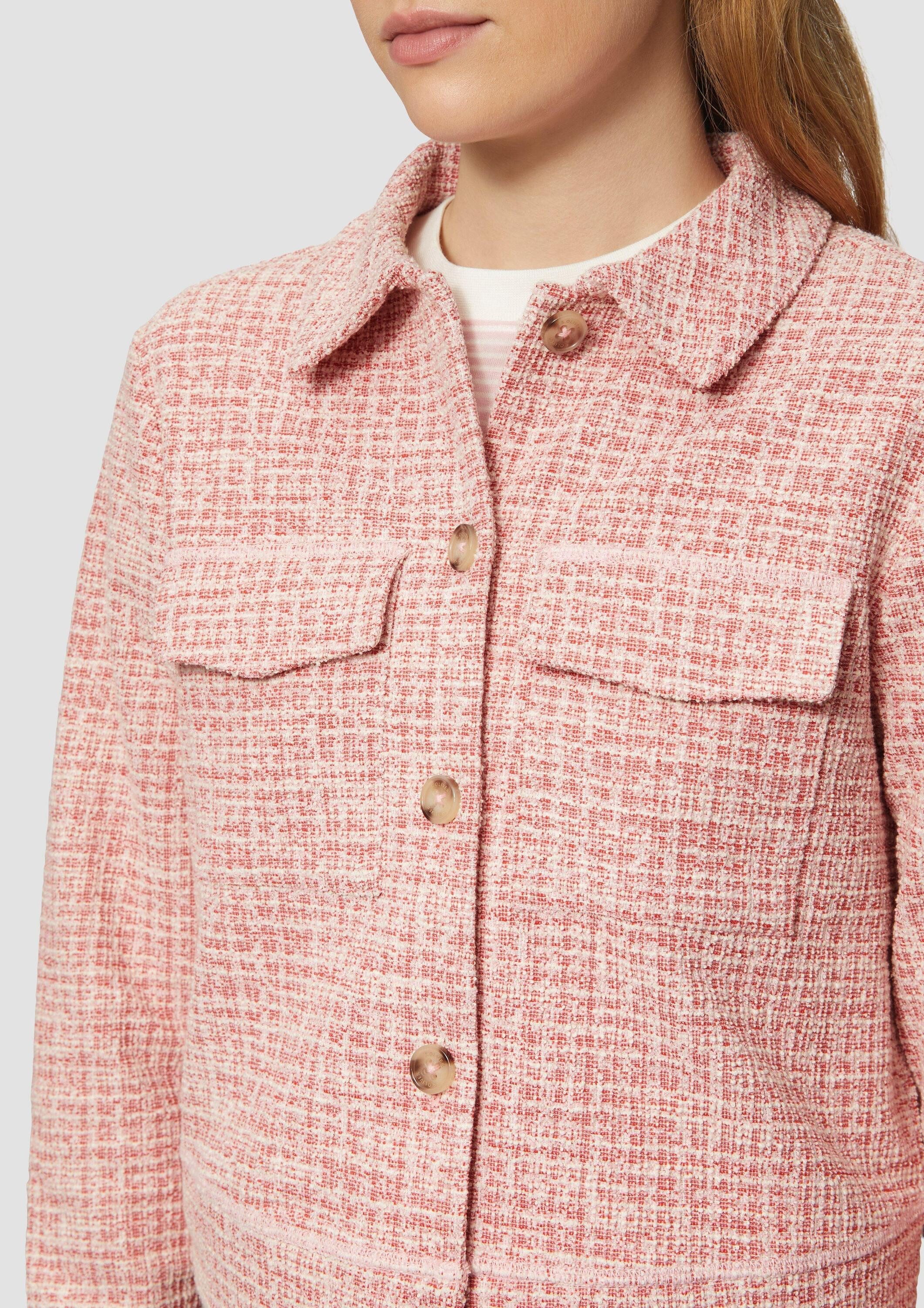 s.Oliver Funktionsjacke Sweatshirt Jacke Verkürzte Bouclé-Jacke aus Sweat mit aufgesetzten Taschen