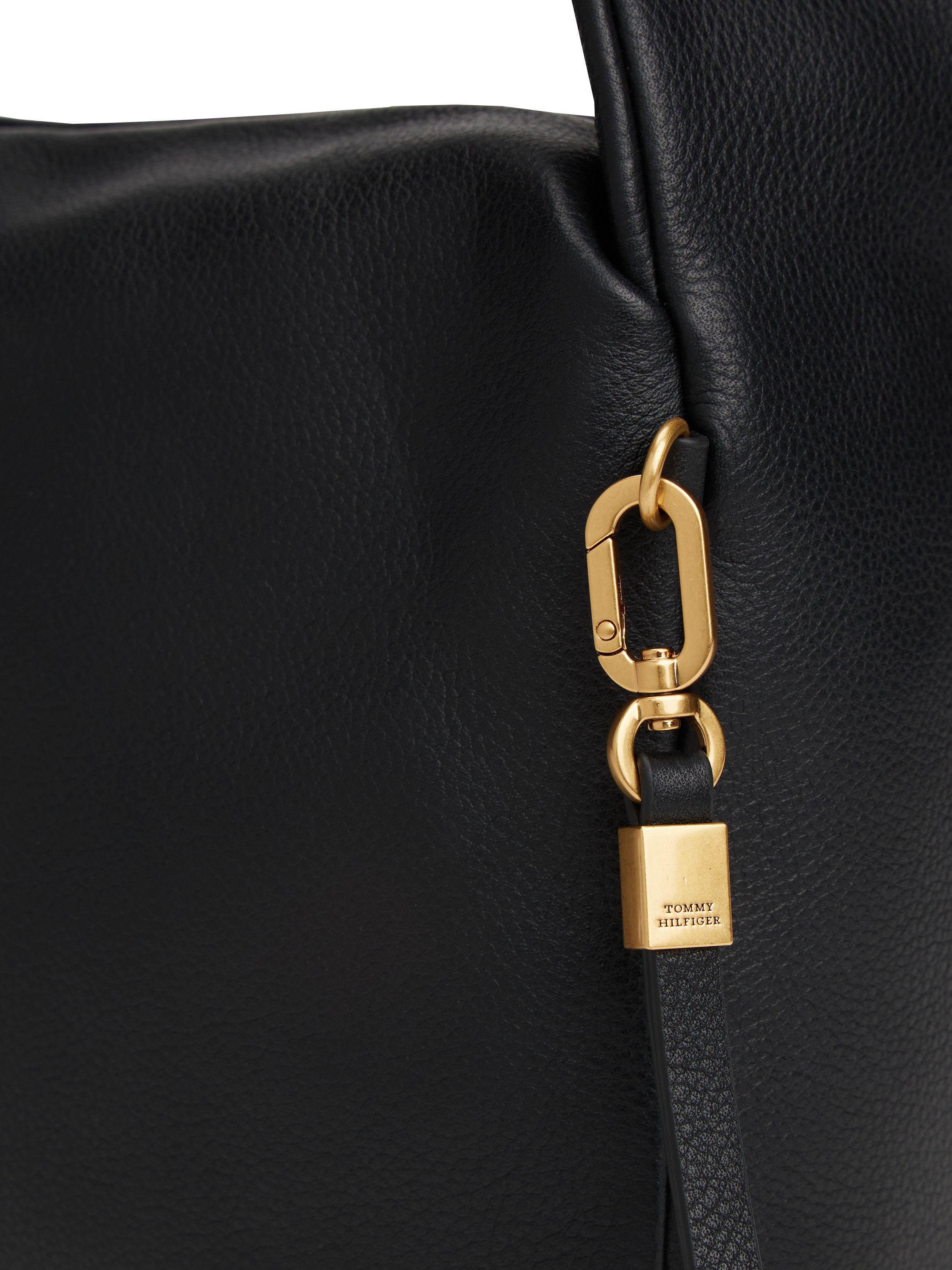 Tommy Hilfiger Hobo CITY LEATHER SHOULDER BAG, Damen Tragetasche, Schultertasche mit Logoschriftzug