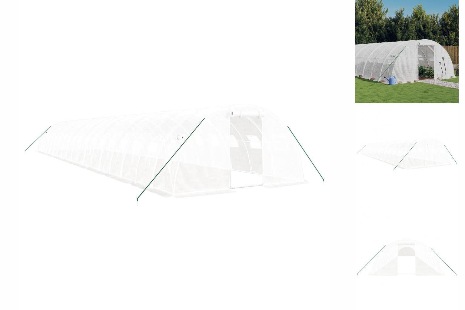 vidaXL Gewächshaus Foliengewächshaus Treibhaus Gewächshaus mit Stahlrahmen Weiß 72 m² 18x weiß | Rabatt: 24%