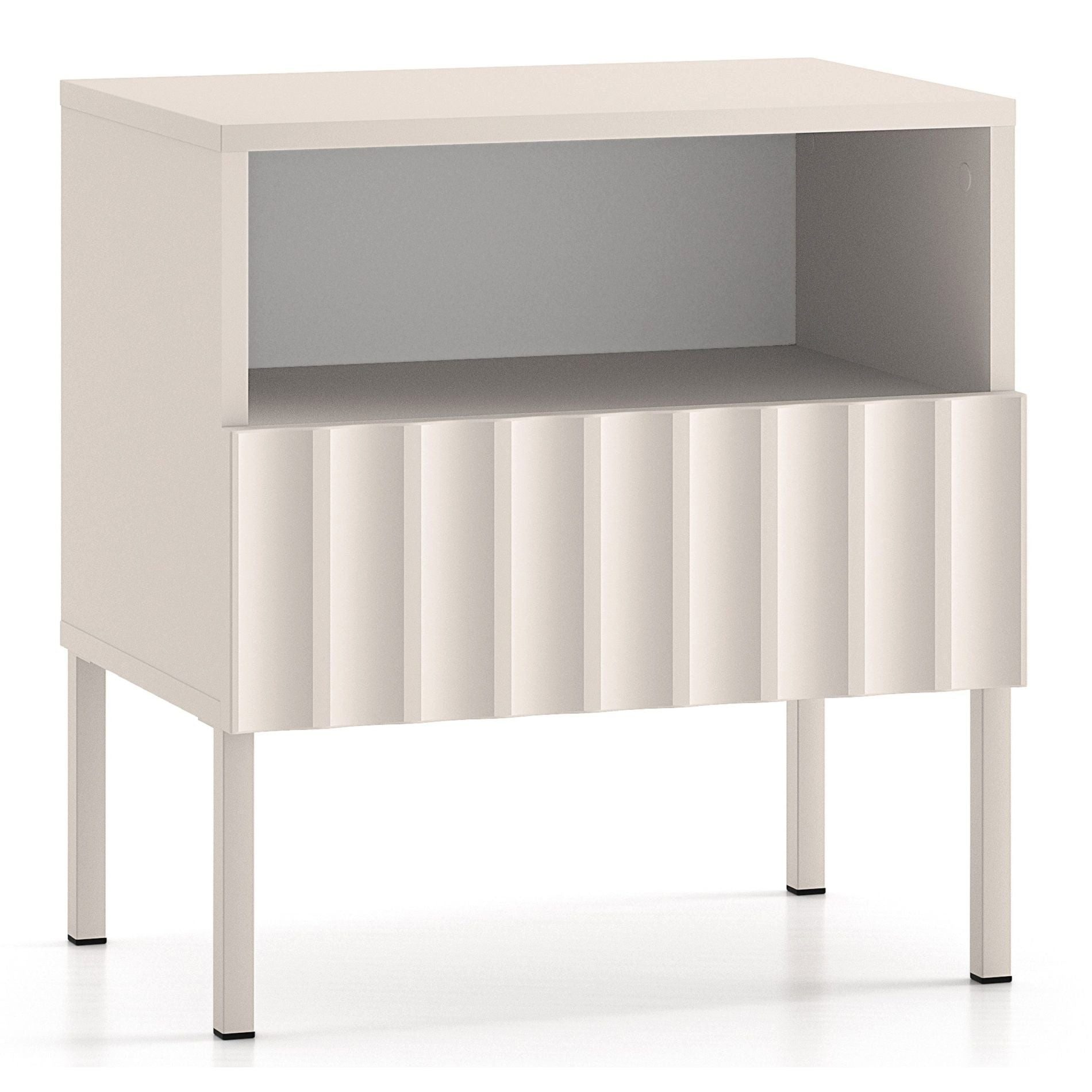 Selsey Nachttisch DERRIVA, Schublade mit Strukturfront, offenes Fach, Metallgestell