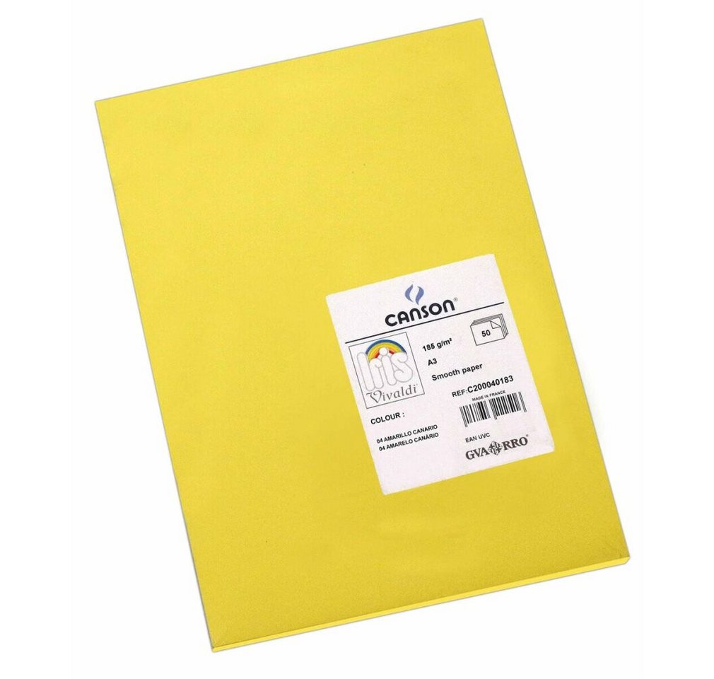 Thumbnail - IRIS Zeichenpapier Pappe Canary 29,7 x 42 cm Gelb 185 g (50 Stück)