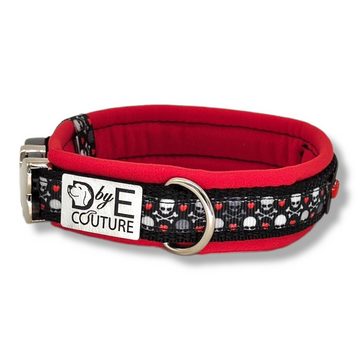 D by E Couture Hunde-Halsband "Skulls & Hearts V", gepolstert, verstellbar, 20mm breit, Handmade