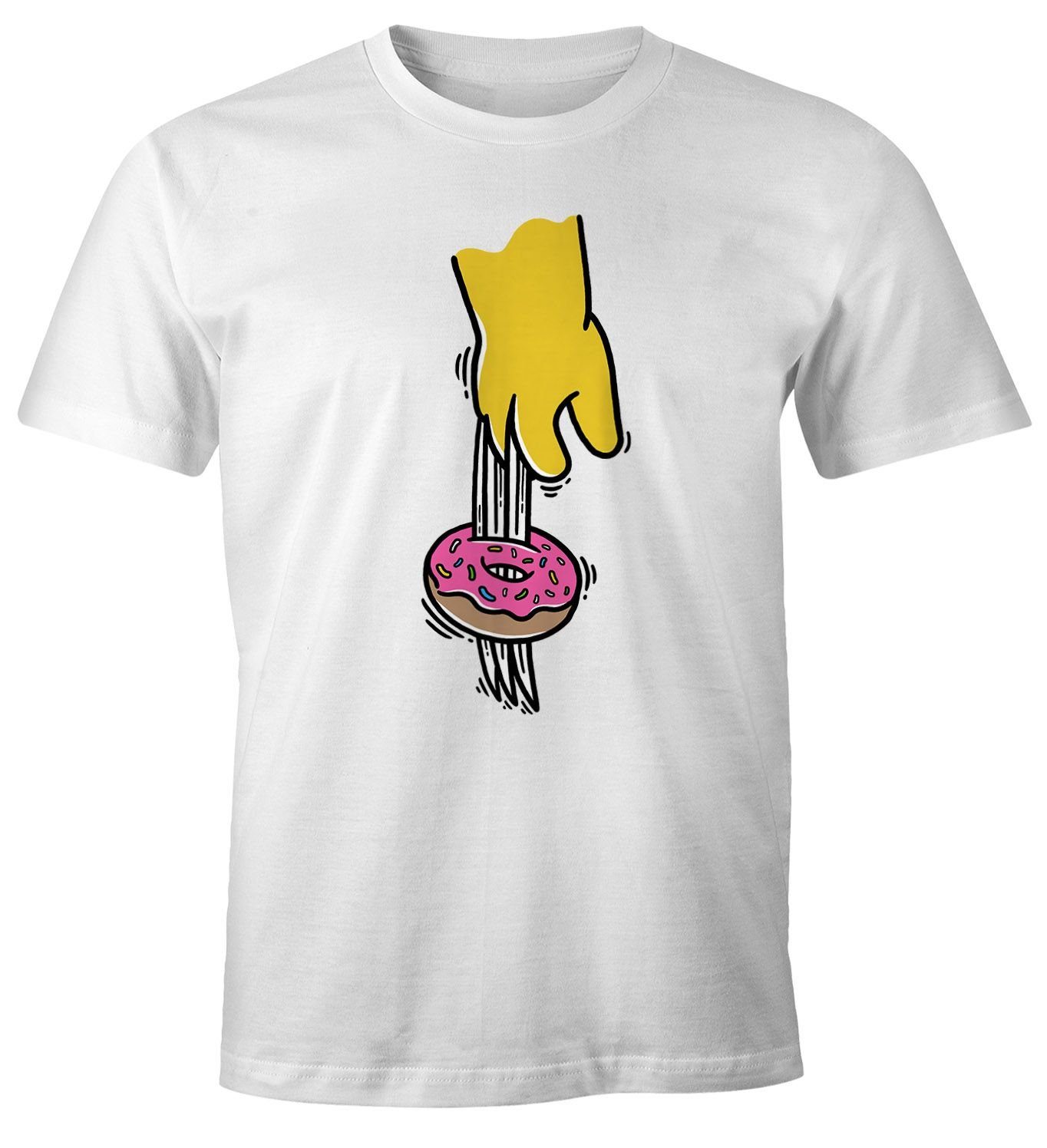 MoonWorks Print-Shirt Herren T-Shirt Donut Doughnut Fun-Shirt Moonworks® mit Print weiß