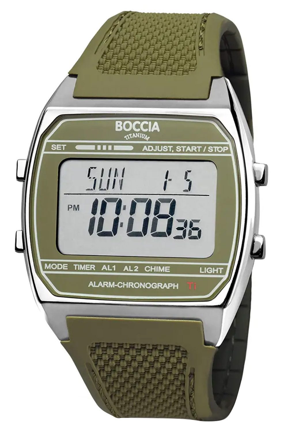 Boccia Digitaluhr Digital-Uhr in Unisexgröße Titan Olivgrün günstig online kaufen