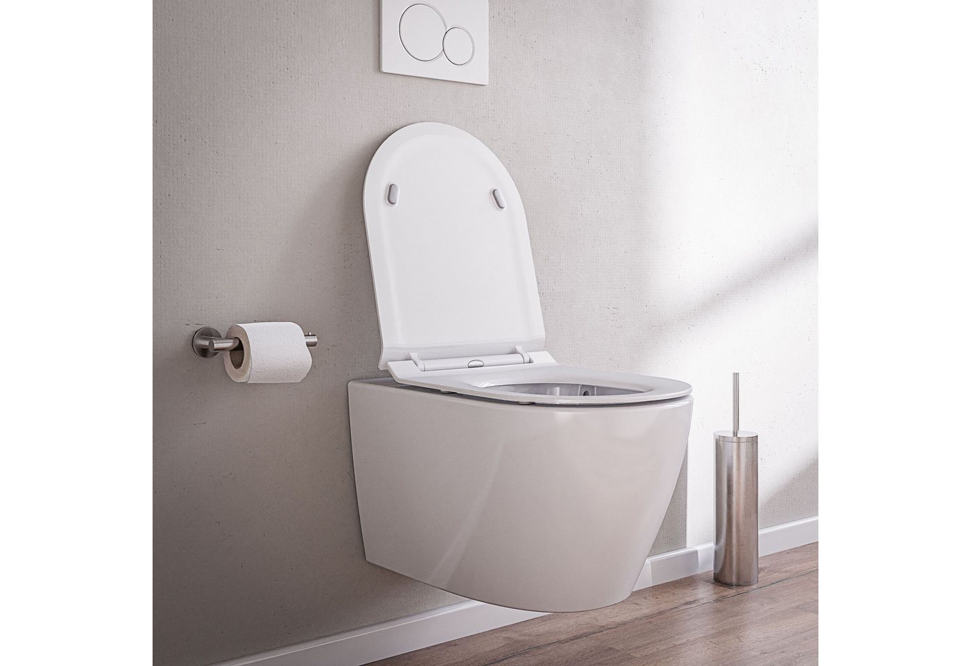 Thumbnail - Bernstein Tiefspül-WC B-8030R, Wand-WC, spülrandlos, Softclose-Sitz-Superflach-Sitz, Design