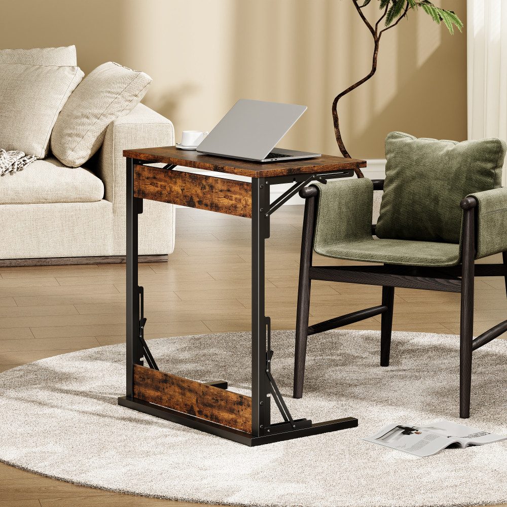 BBWL Klapptisch 1er-Set/2er-Set C-förmiger Beistelltisch klappbar mit Metallrahmen (2-St), verstellbaren Füßen, TV-Tablett für Sofa und Bett 60x37x71 cm – Bild 3 von 5