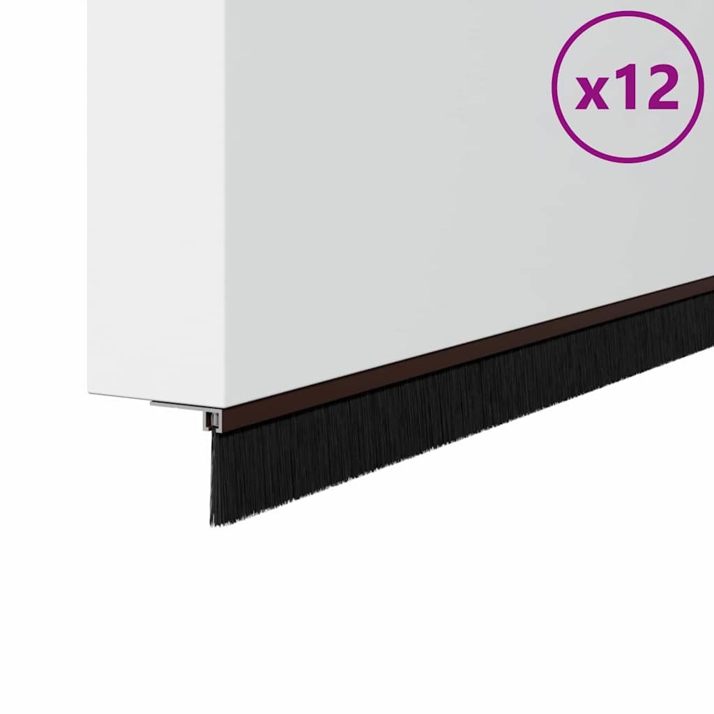 vidaXL Türbodendichtung 100 cm Aufsteck Türbürstendichtungen 12 pcs Braun 100 cm