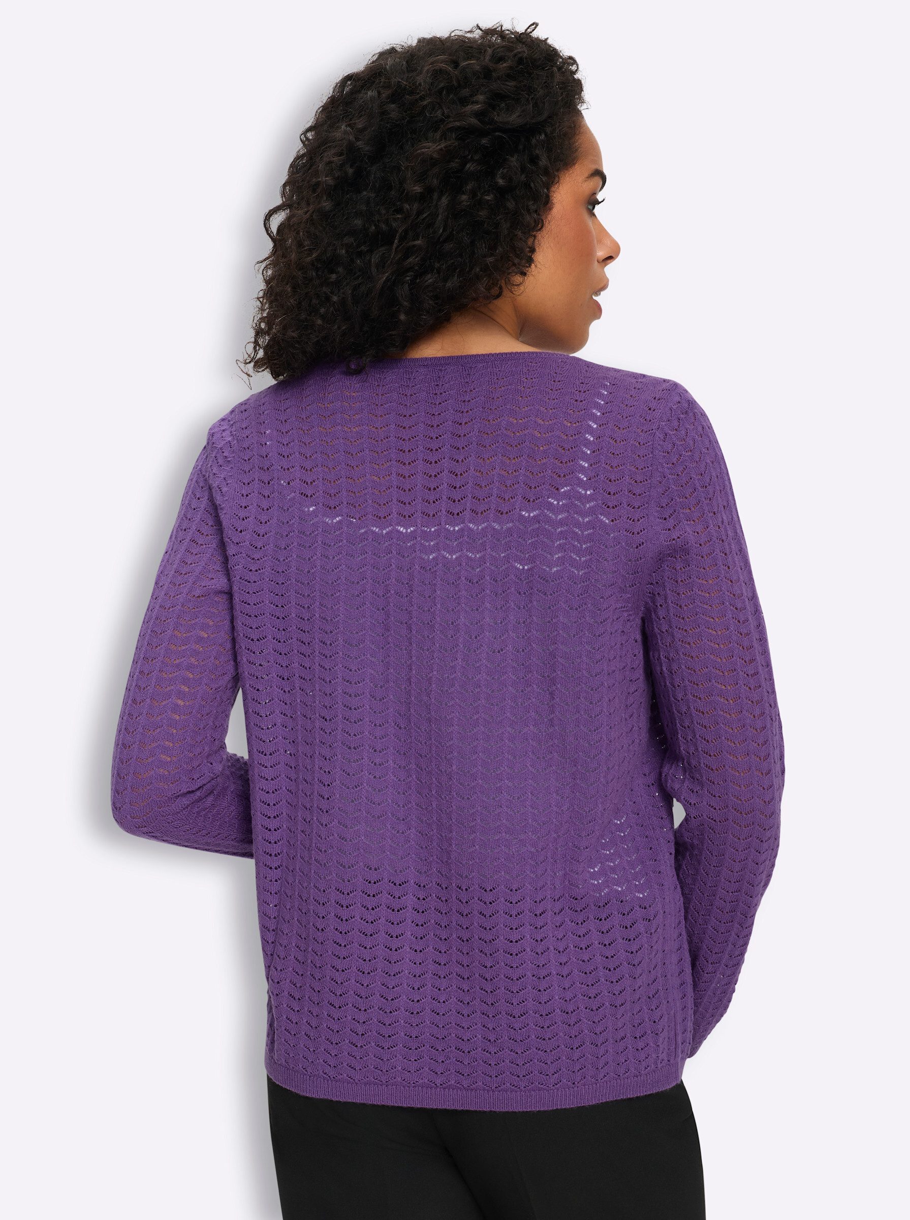 Sieh an! Strickjacke Strickjacke Langarm Ajour