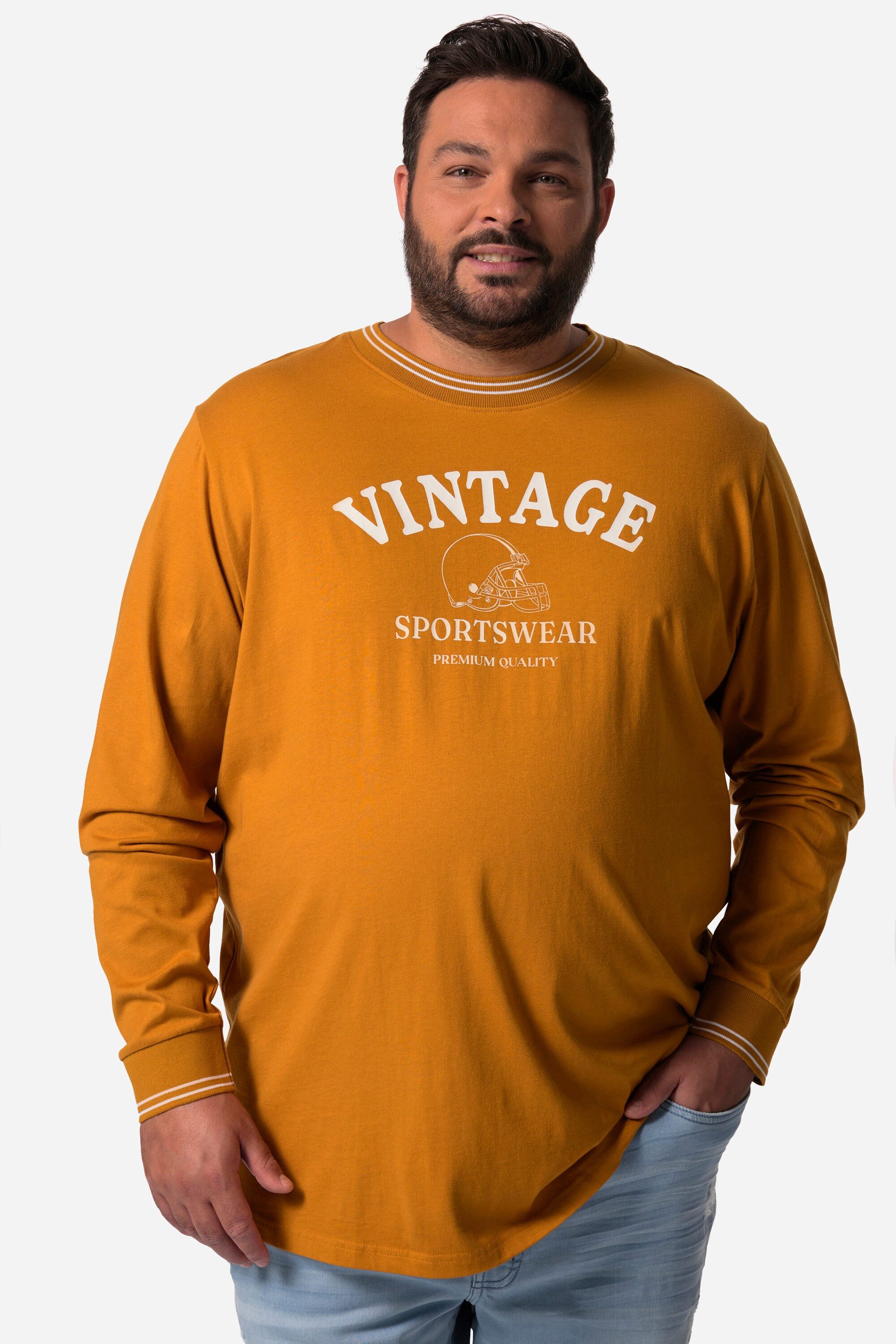 Men Plus T-Shirt Men+ Langarmshirt Kontraststreifen günstig online kaufen