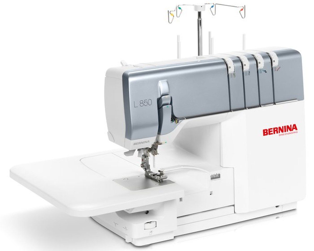 Bernina Nähmaschine L 850 Overlockmaschine, 18 Programme, Inklusive Lufteinfädler, Anschiebetisch & Kniehebel