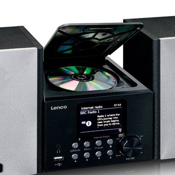 Lenco MC-250BK Internet-Radio (DAB+,FM,Internet, 24 W, Wlan Smart-Radio CD-/MP3-/USB-Player, AUX-Adapt. & 2x 12W Lautsprecher)