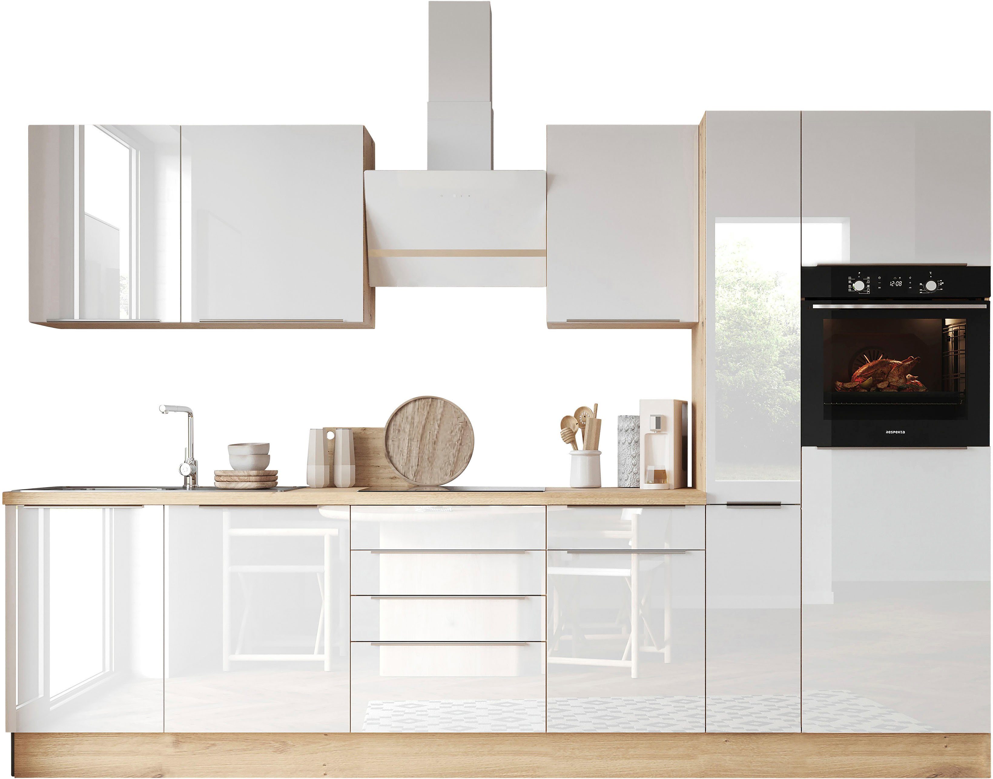 RESPEKTA Küchenzeile Safado aus der Serie Marleen, Breite 310 cm, mit Soft- Close, in exklusiver Konfiguration für OTTO, Wandabschlussleiste