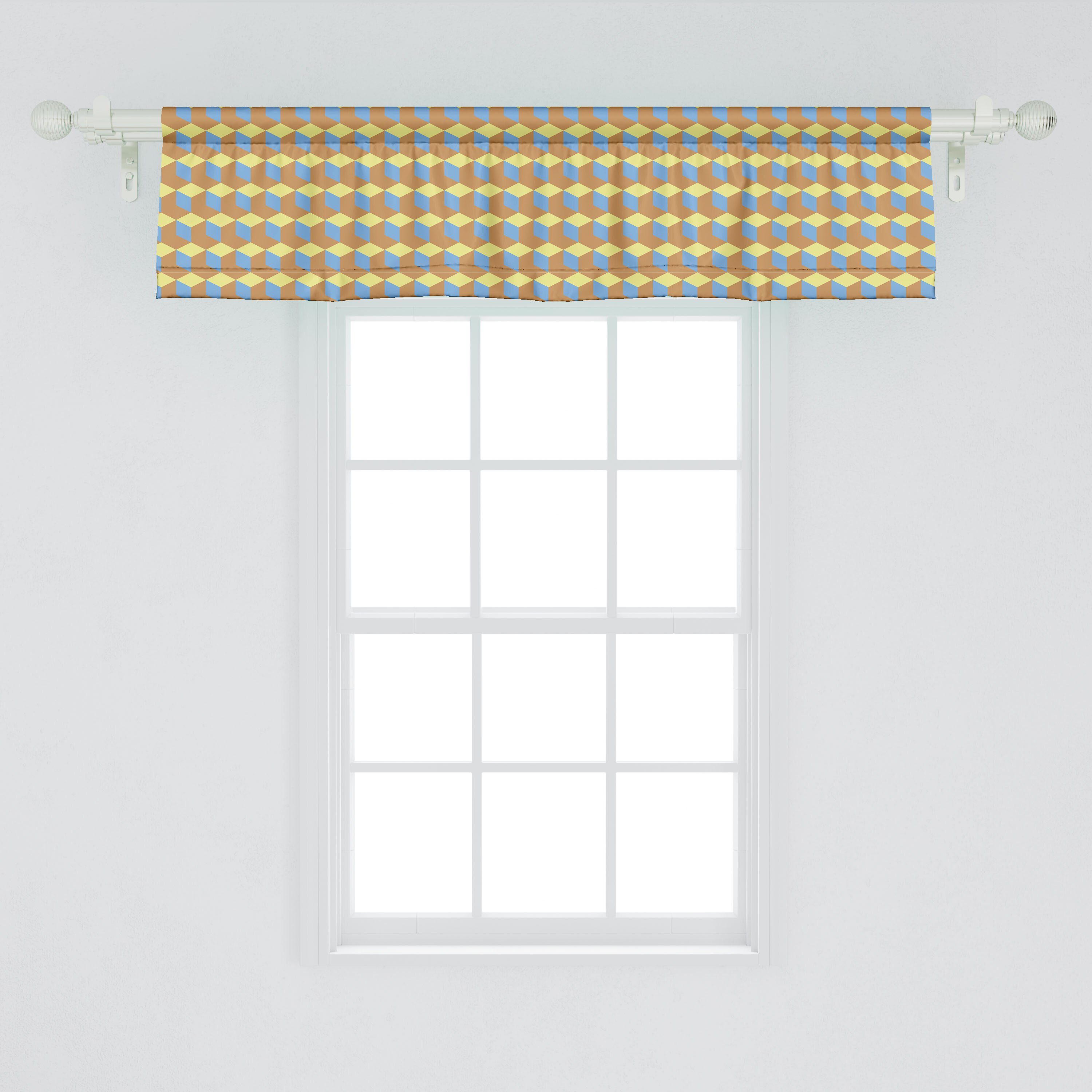 Scheibengardine Vorhang Volant für Microfaser, Block Schlafzimmer Ihnen Abakuhaus, Dekor Gefällt Weiches Würfel Warmer Farbton Stangentasche, mit Küche