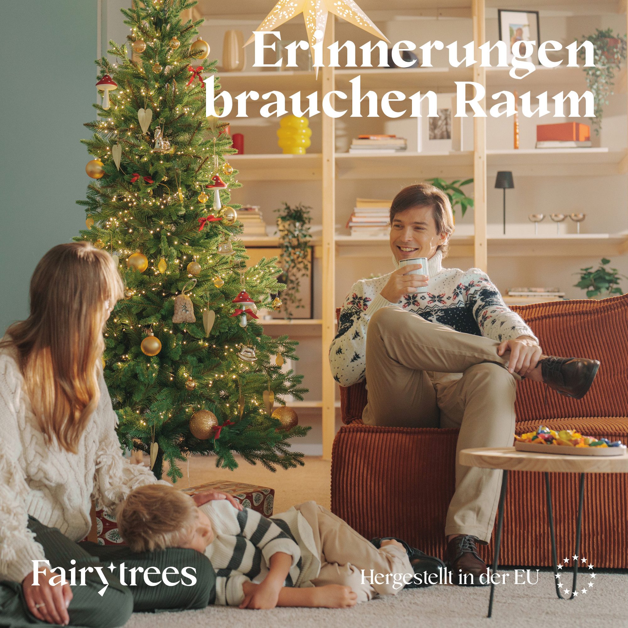 Fairytrees Künstlicher Weihnachtsbaum FT05, Nordmanntanne SLIM Premium, NORDMANNTANNE SLIM Premium
