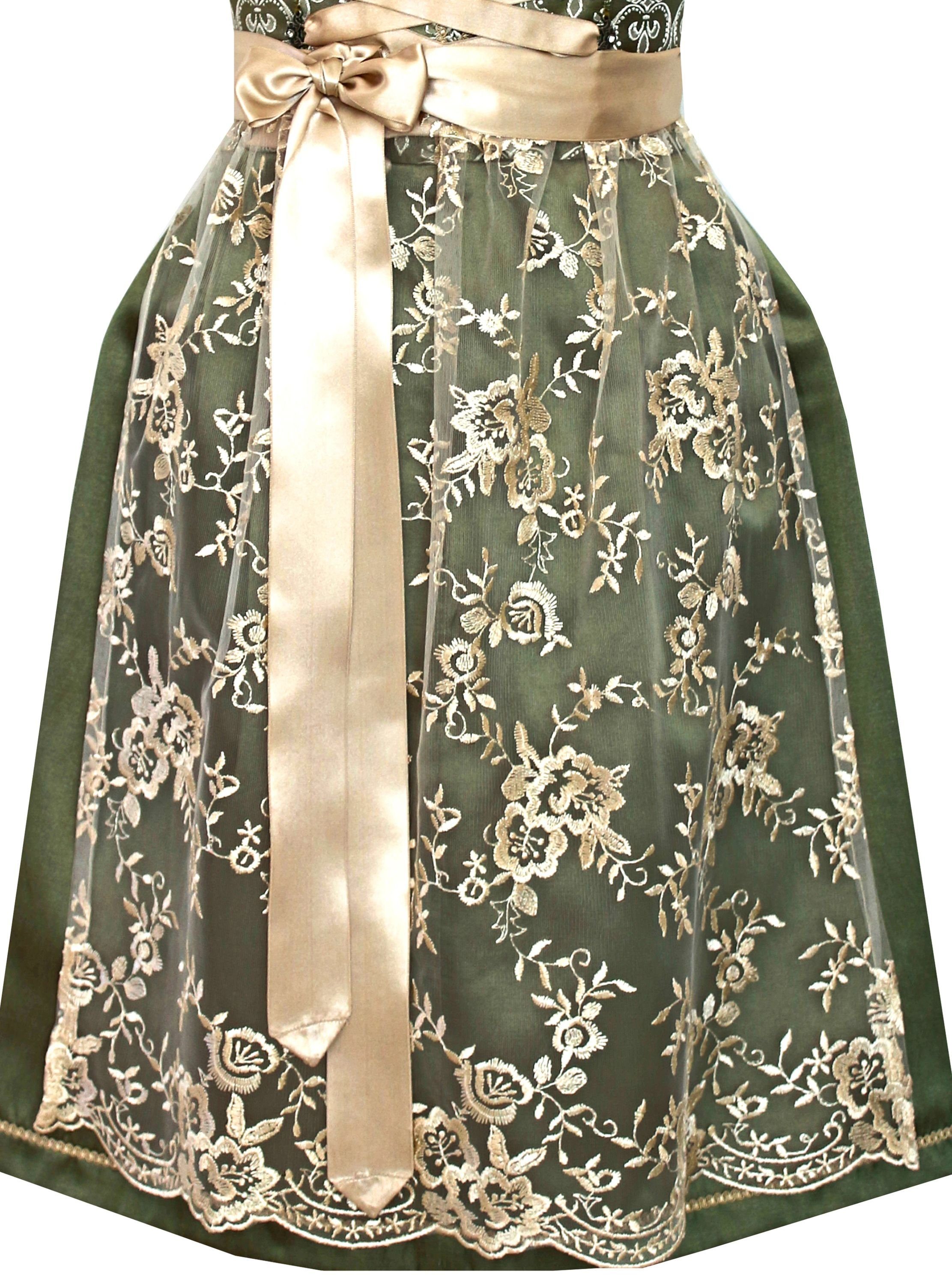 Alpenmärchen Dirndl Dirndl Liesl in Grün und Creme - ALM922