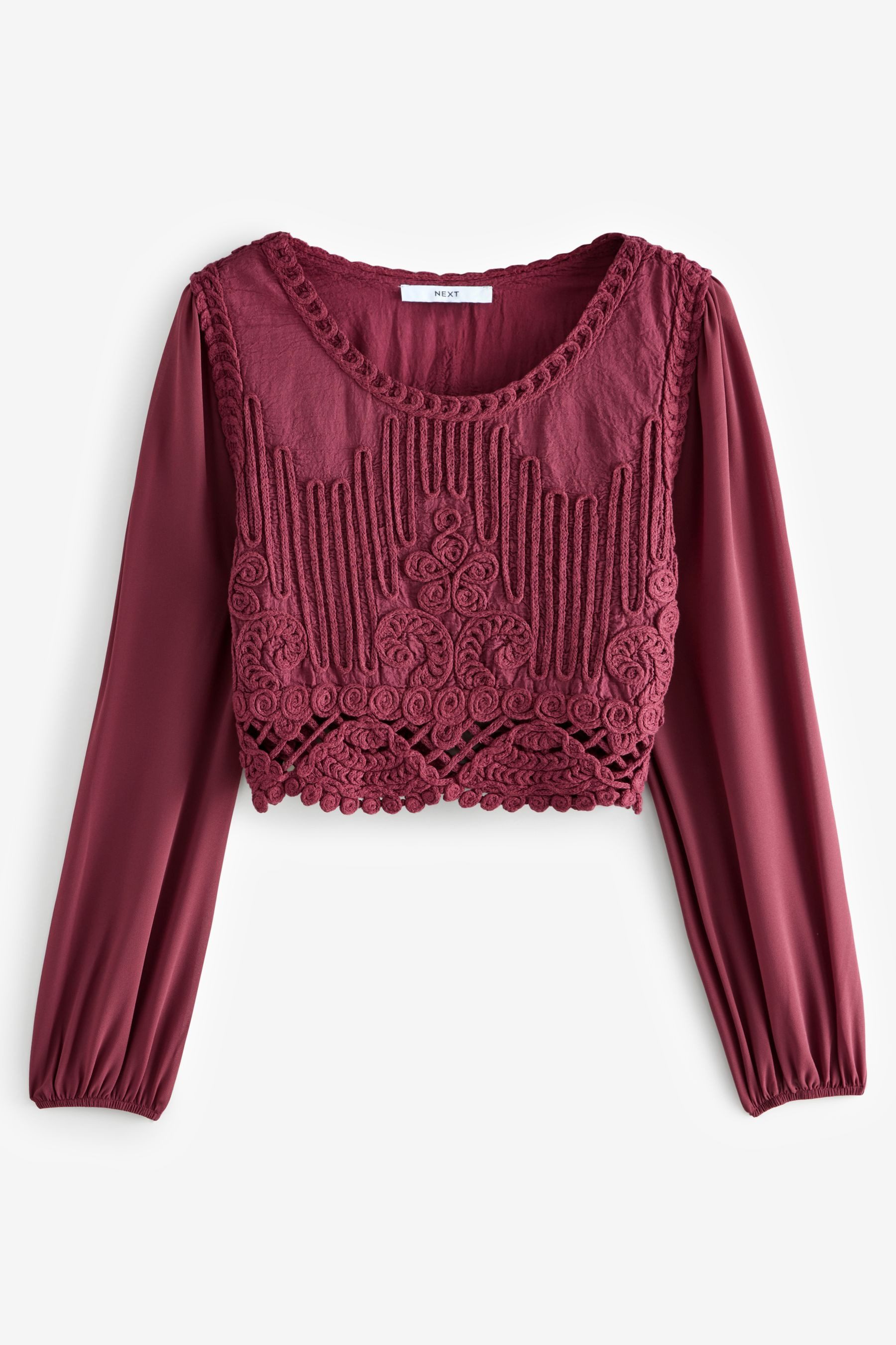 Next Langarmshirt Gestricktes Oberteil mit Web- günstig online kaufen