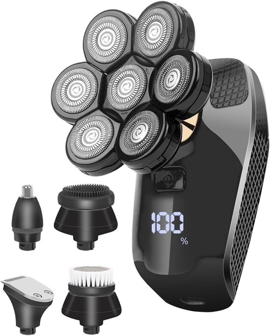Athlix Nassrasierer 5-in-1 Elektrischer Rasierer Herren Elektrorasierer Rasierapparat, Nass- und Trockenrasur, 5 Aufsätze, 7D-Scherköpfe