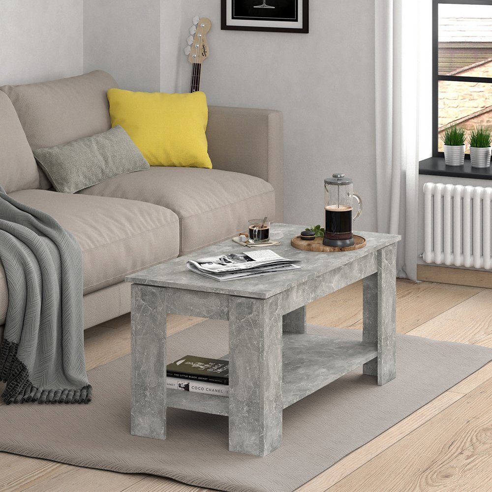 Vicco Couchtisch Lorenz, Beton, 100 x 50 cm mit Liftfunktion, Kippbar günstig online kaufen