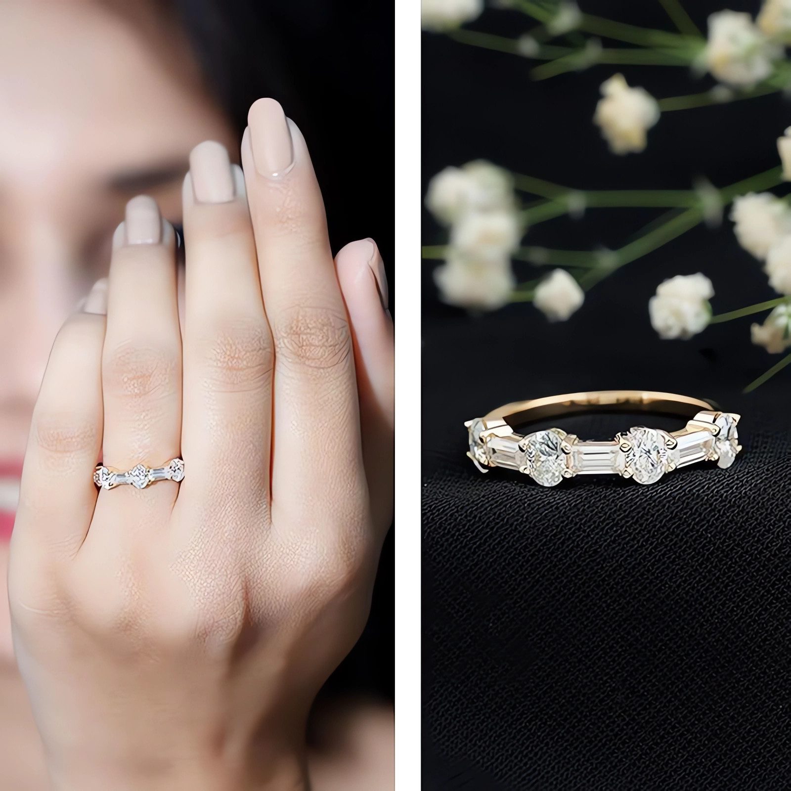 Jumpeak Diamantring Damen Ring, Ring Gold Damen 585 Echtgold, Diamant Ring Damen, D/E, Verlobungsringe Frau, Eheringe, Diamantring, Labordiamant,Promise Ring