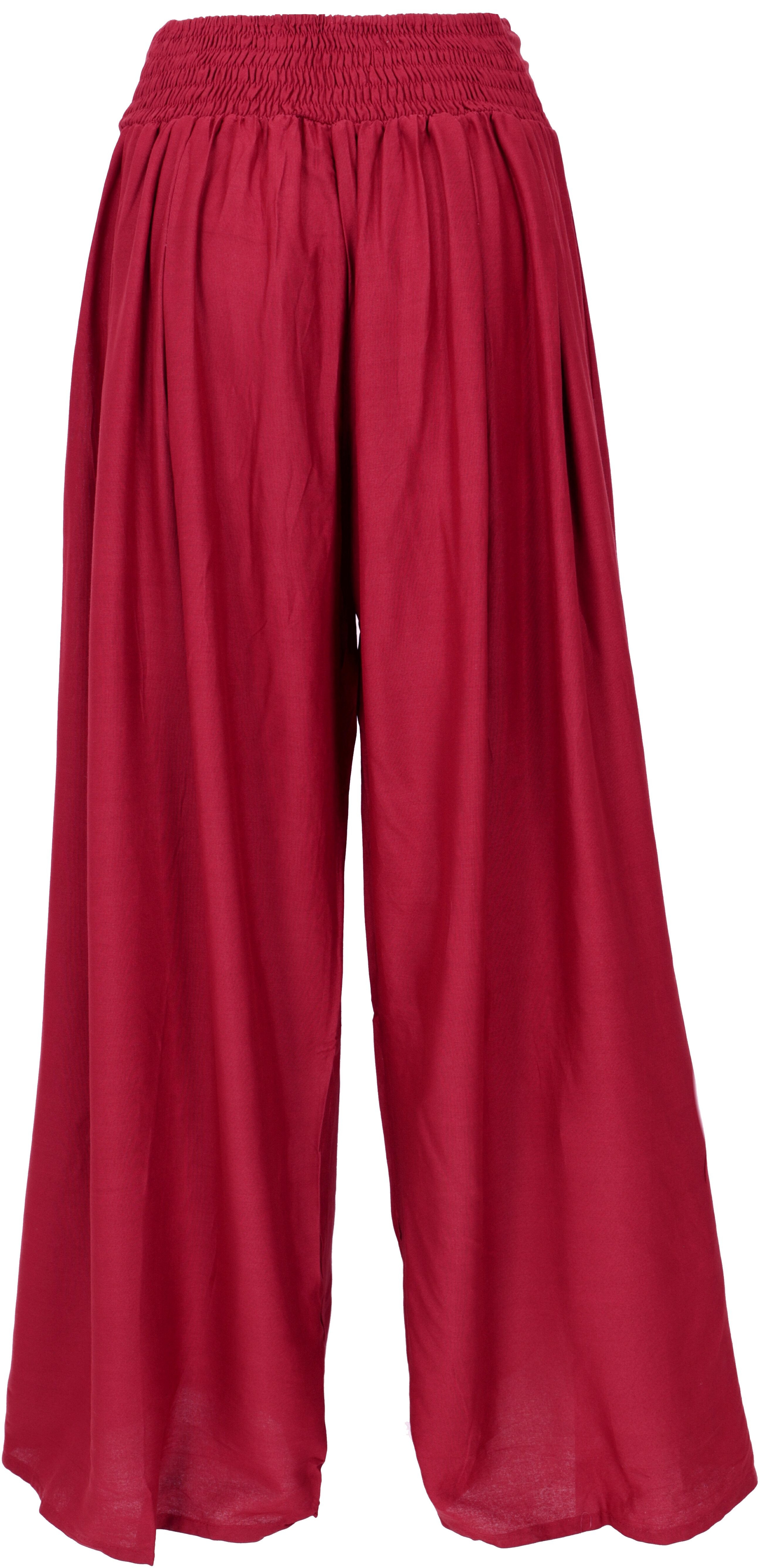 Guru-Shop Relaxhose Boho Hosenrock, weite Sommerhose - dunkelrot Ethno Style, alternative Bekleidung