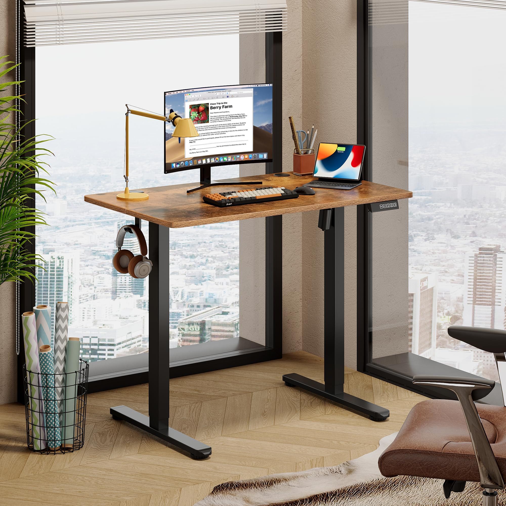 DEVAISE Schreibtisch Höhenverstellbarer Schreibtisch elektrisch 100×60 günstig online kaufen