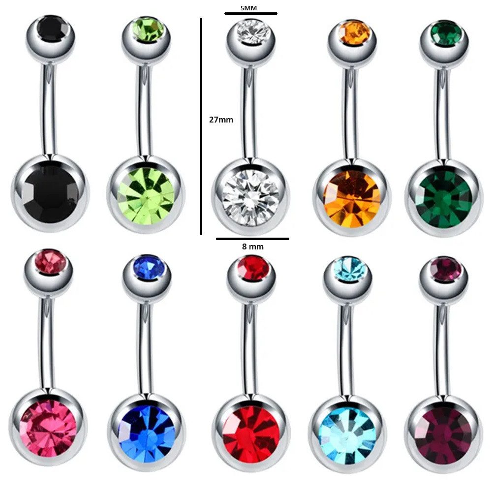 Eyecatcher Bauchnabelpiercing Bauchnabel Piercing mit Edelsteinen diverse Farben Edelstahl Silber (kein Set)