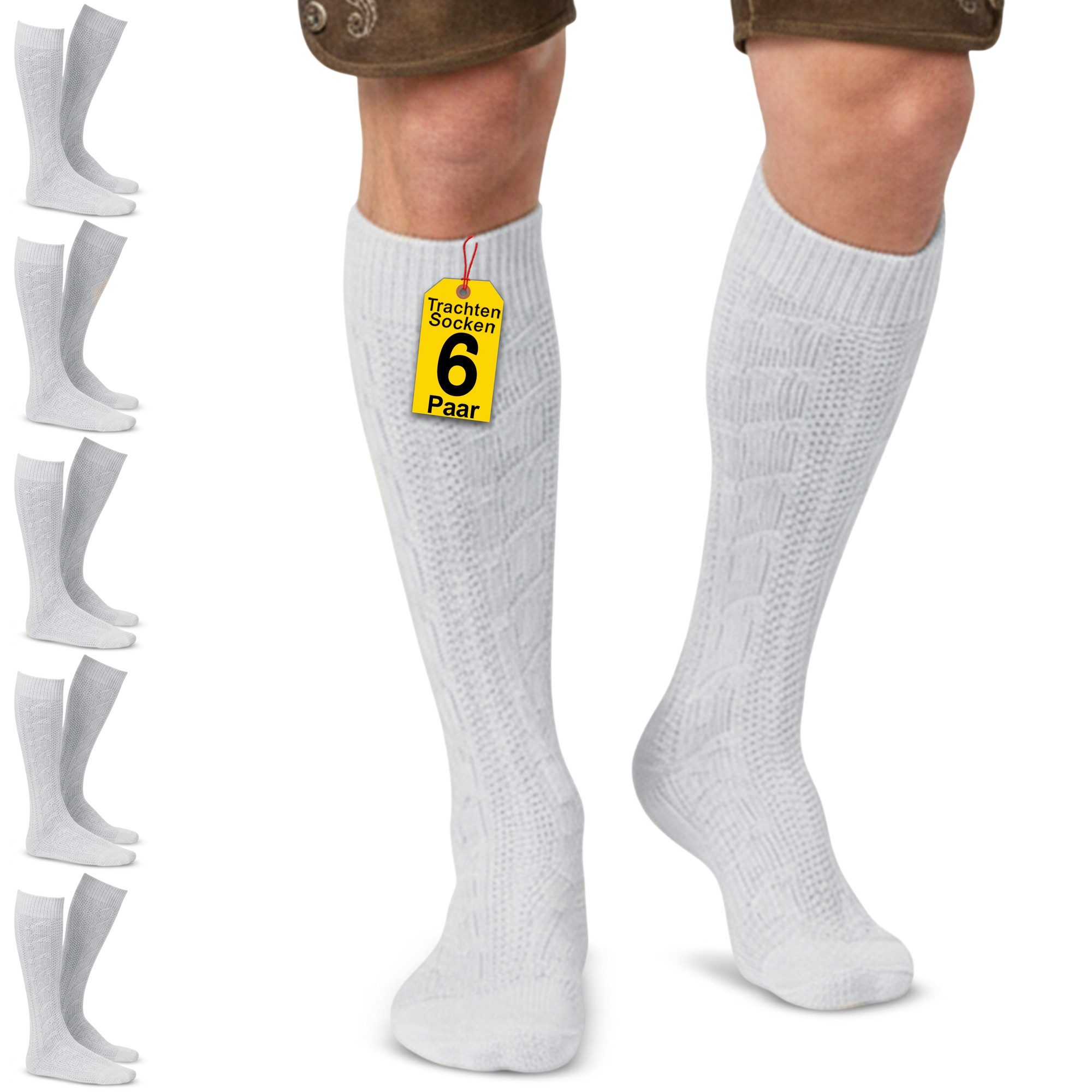 German Wear Trachtensocken GW200 6xPaar AMZ (6er-Pack) Trachtensocken Trachtenstrümpfe Zopfmuster 40cm