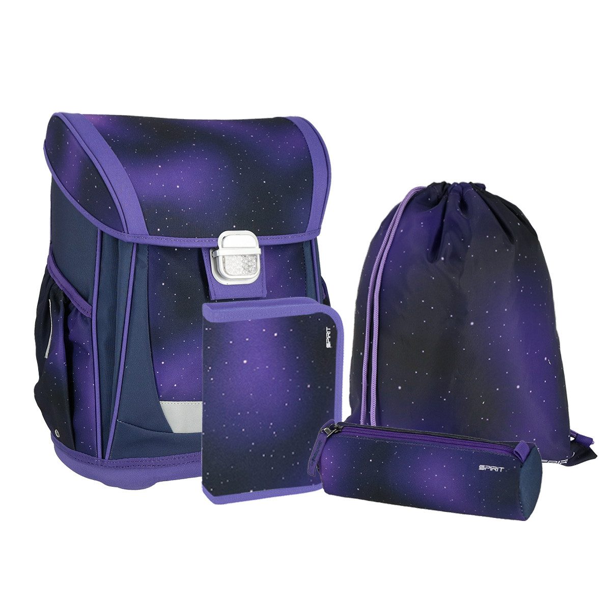 Spirit Schulranzen SPIRIT Schulranzen Set PURPLE SOLID 4 teilig Serie COOL