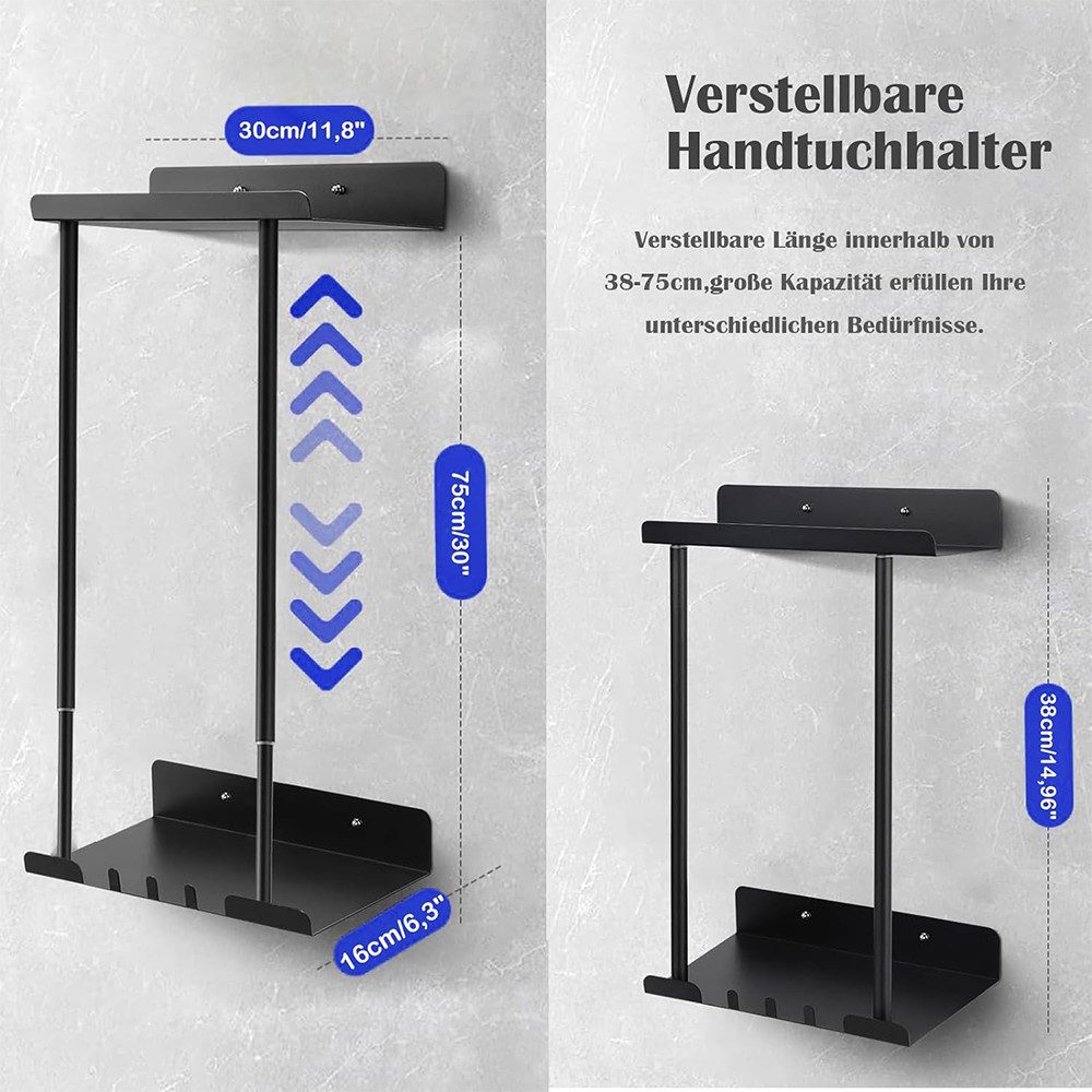 PFCTART Teleskop-Handtuchhalter Handtuchhalter, Ohne Bohren - Mit Ablage, D günstig online kaufen