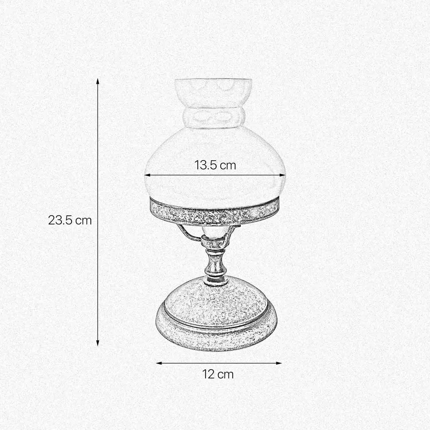 Licht-Erlebnisse Tischleuchte DANIEL, ohne Leuchtmittel, E14 23,5 cm D: 13,5 cm in Bronze Antik matt Grün Glas Messing massiv