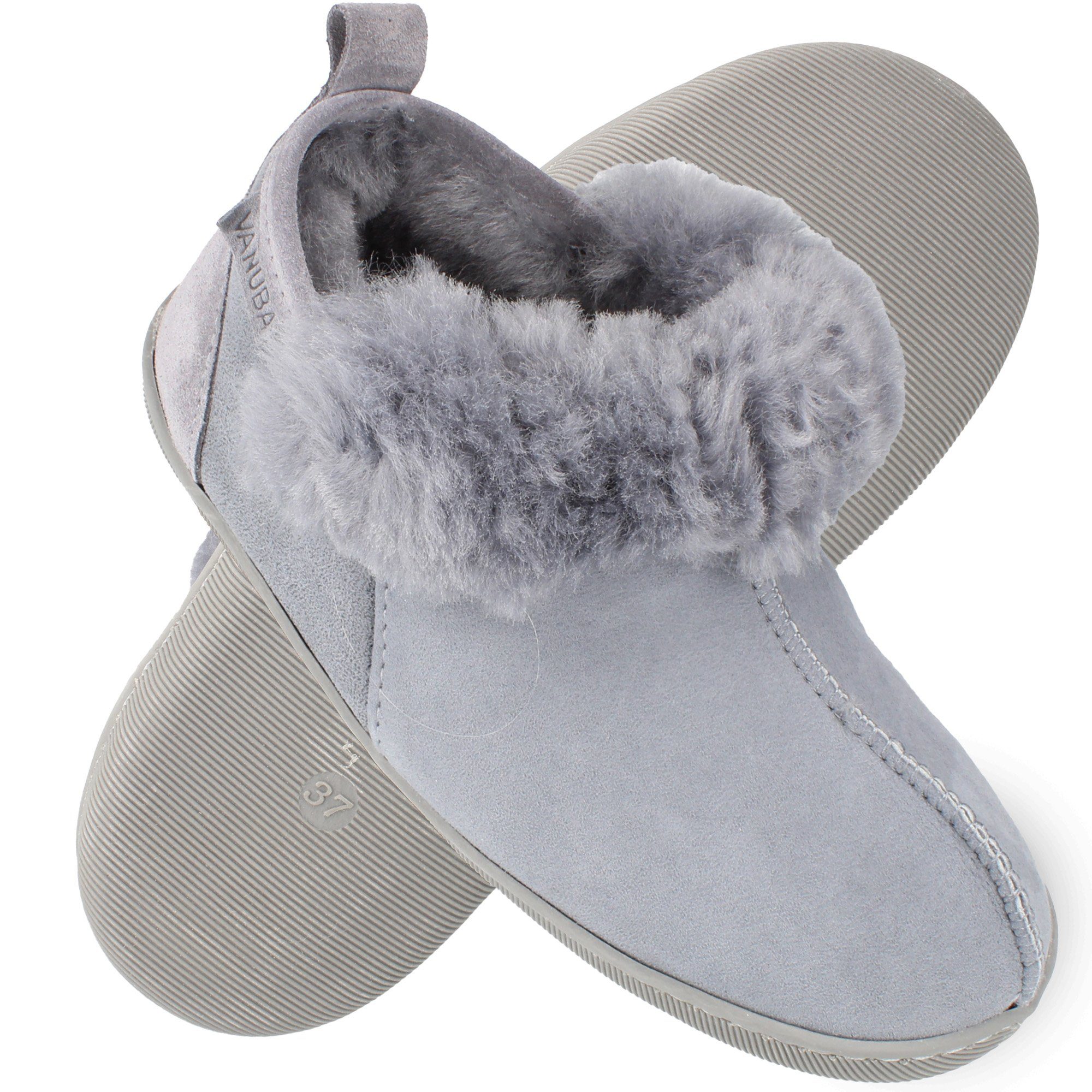 Vanuba KARAYAKA Damen Hausschuh Echtleder Hüttenschuhe/Winter-Hausschuhe/Gefüttert