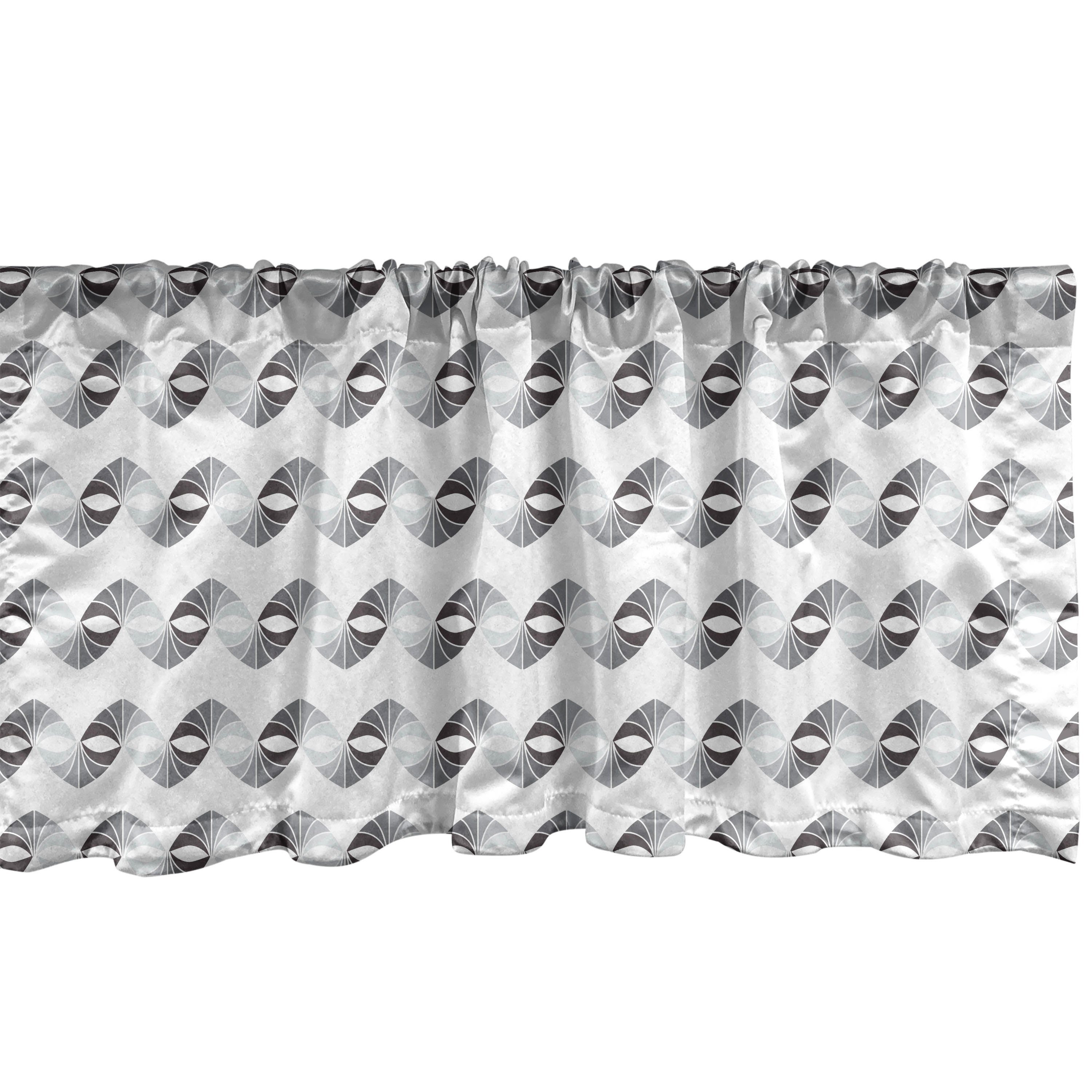 mit Abstrakt Dekor Microfaser, Art Vorhang für Stangentasche, Retro Wellen-Streifen Küche Abakuhaus, Scheibengardine Schlafzimmer Volant
