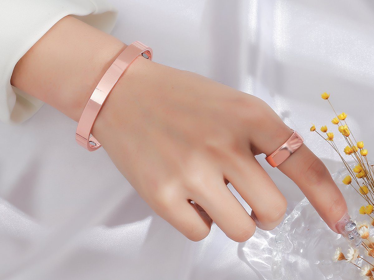 Eyecatcher Armreif Set Armreif und Ring mit Magneten Rosé glänzend