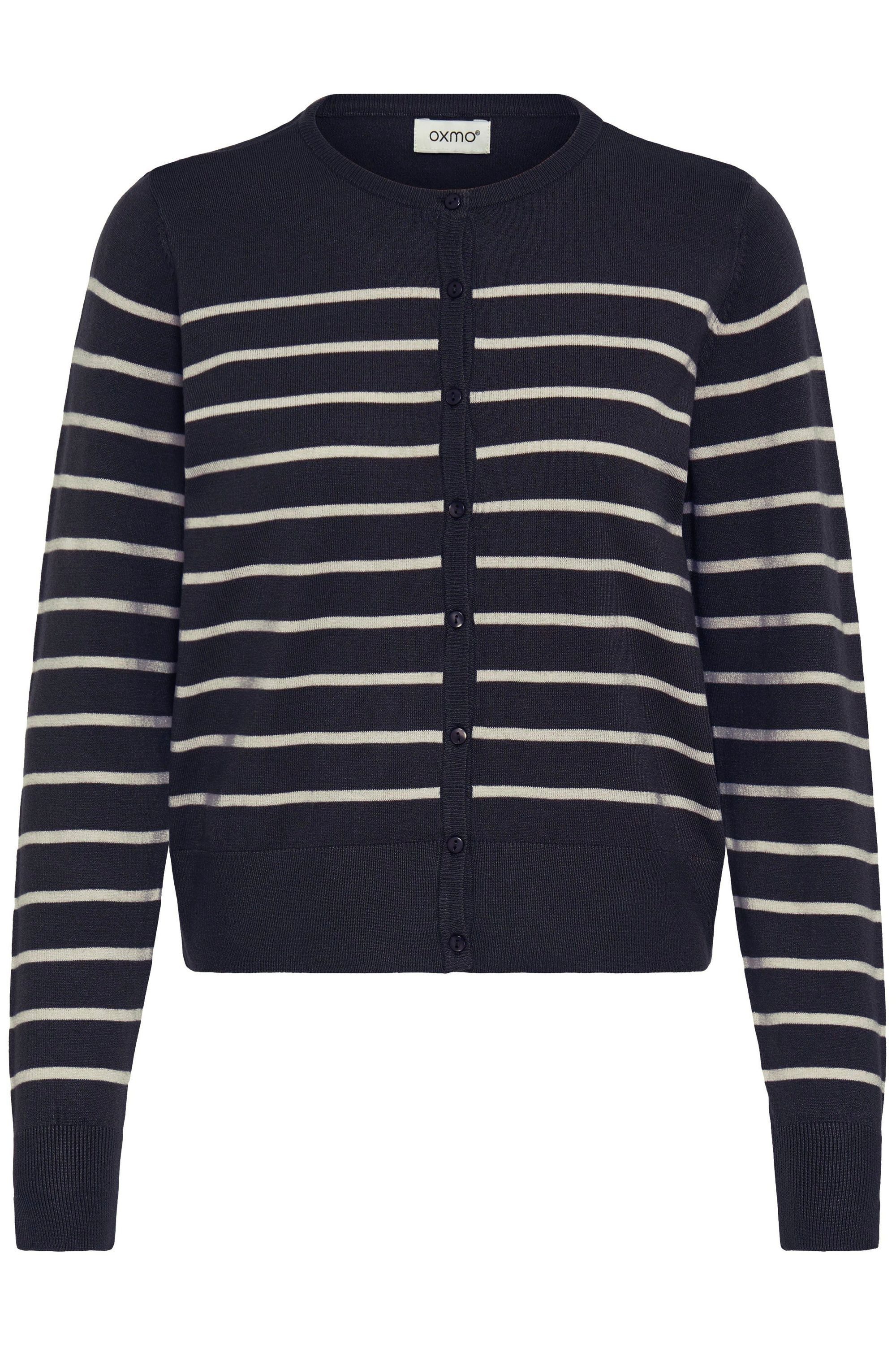 OXMO Strickjacke OXKeana Modischer Feinstrick-Cardigan mit Streifen