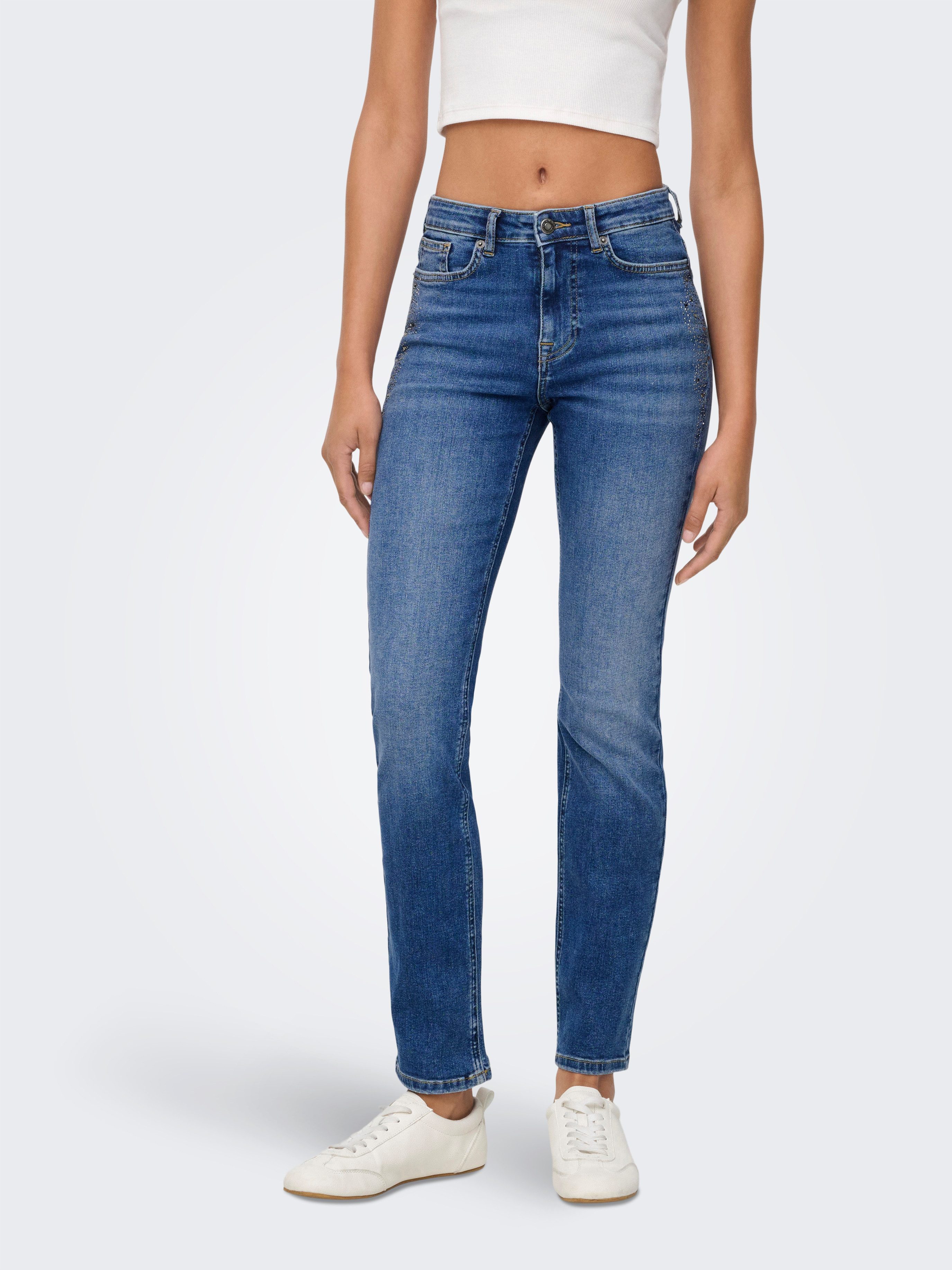 ONLY Slim-fit-Jeans ONLSUI MID SLIM RHINESTONE DNM TAI günstig online kaufen