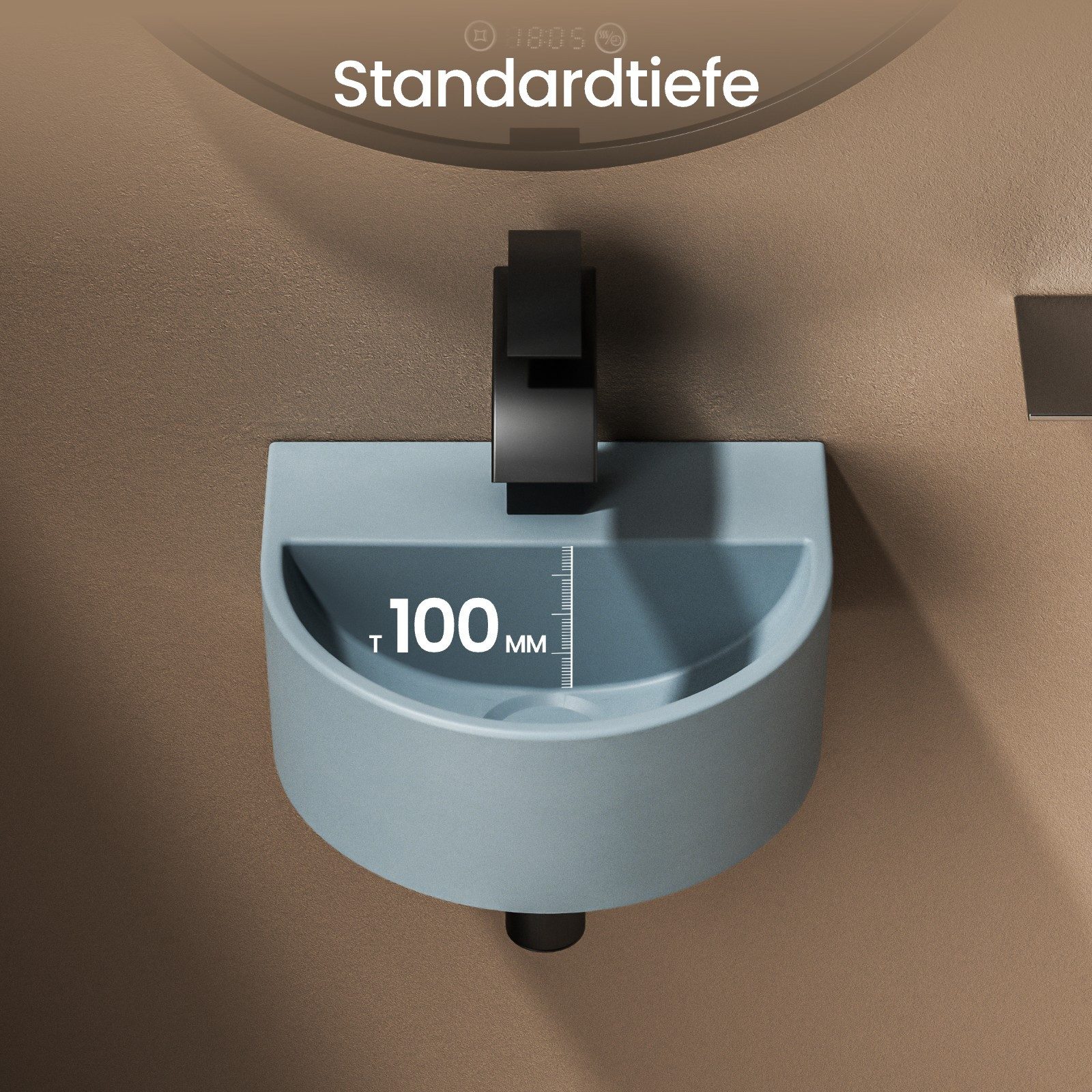 EMKE Aufsatzwaschbecken Hängewaschbecken Oval,extra klein Platzsparendes, günstig online kaufen